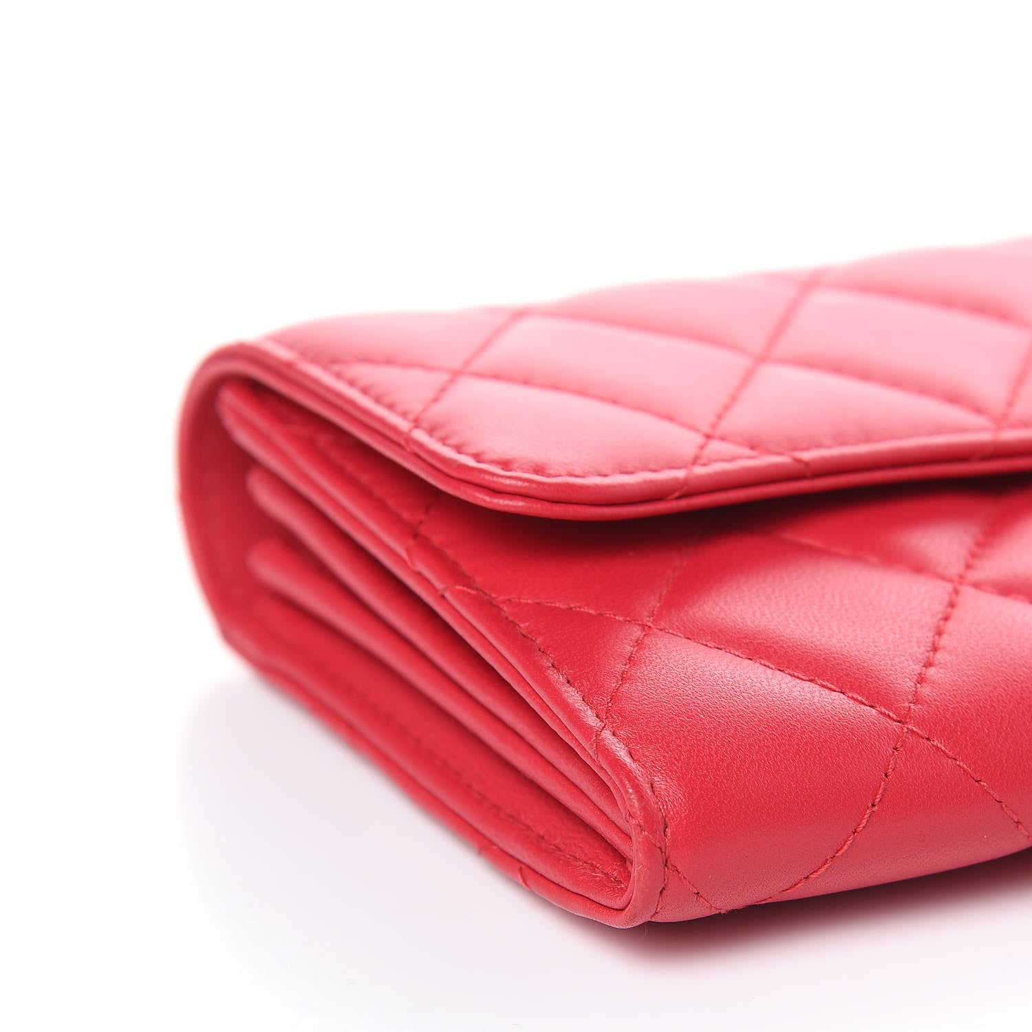 Chanel Lambskin Quilted Large Gusset Flap Wallet Red 9 of 10