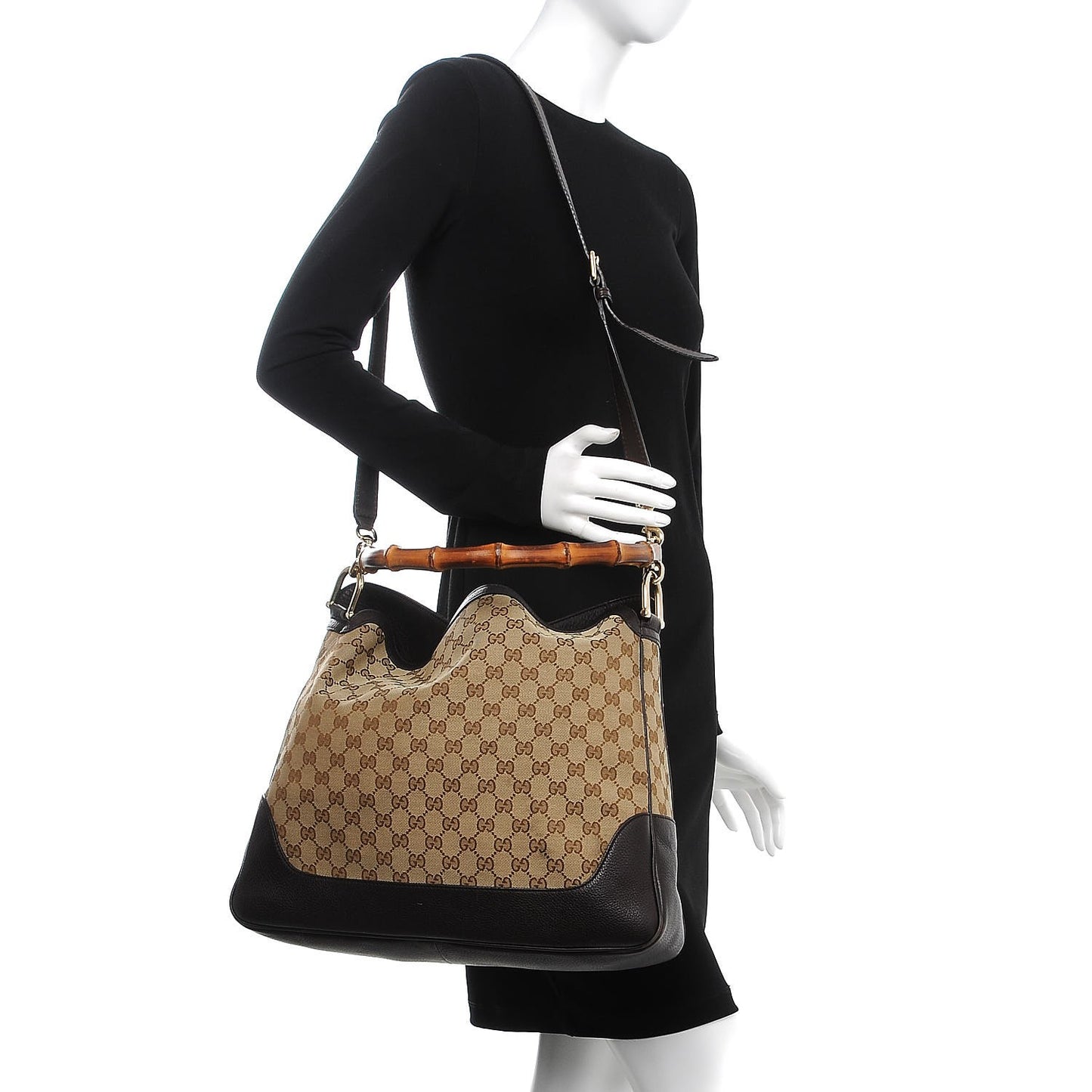 Monogram Medium Diana Bamboo Shoulder Bag Dark Brown