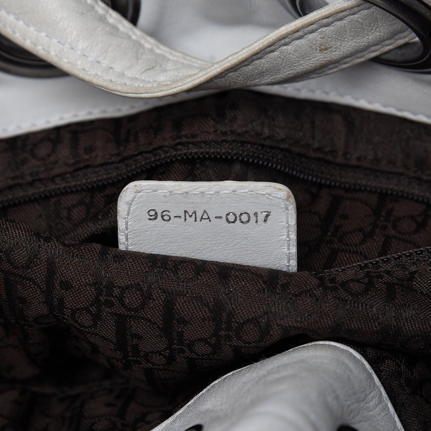 Lambskin Cannage Drawstring Bag White