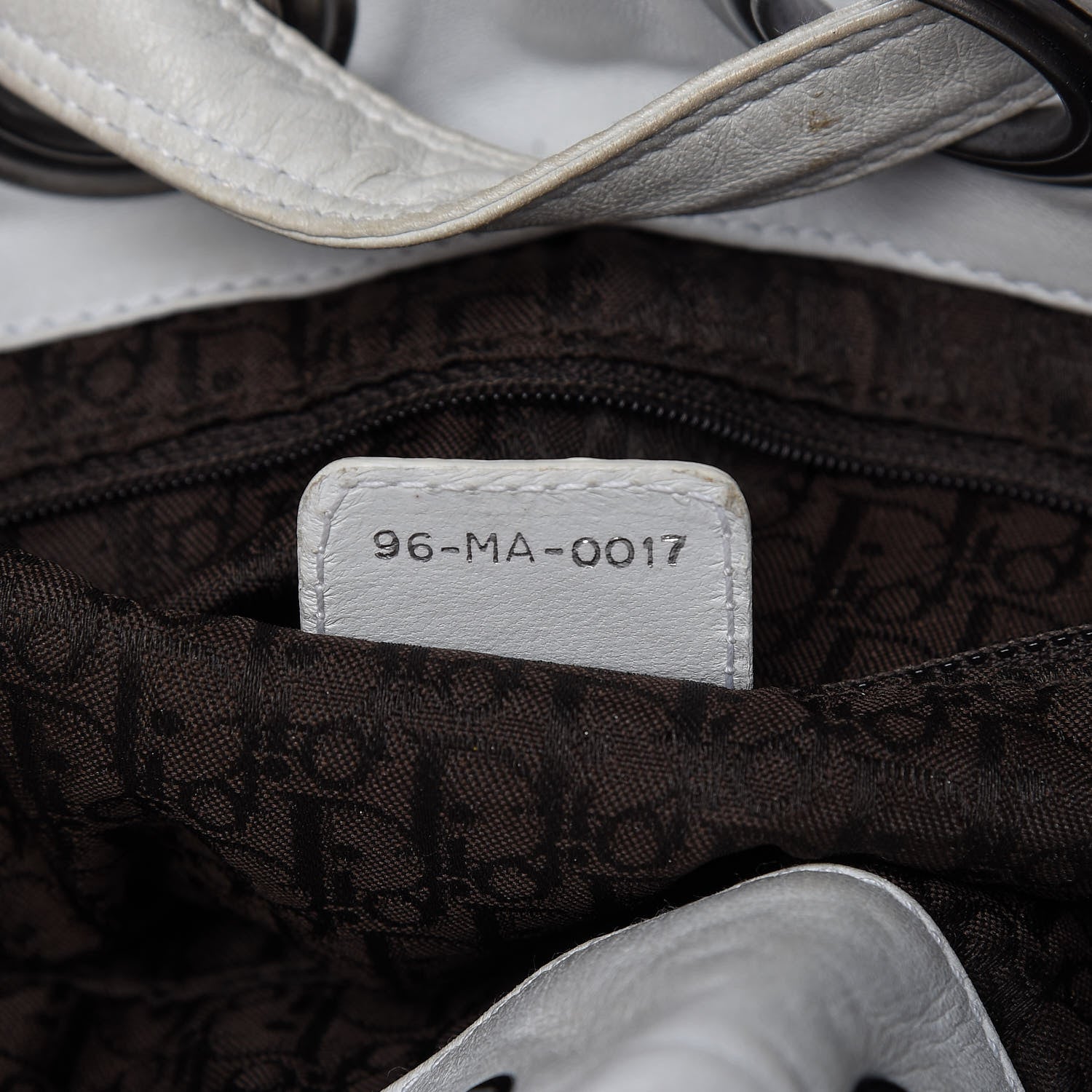 Christian Dior Lambskin Cannage Drawstring Bag White 9 of 24