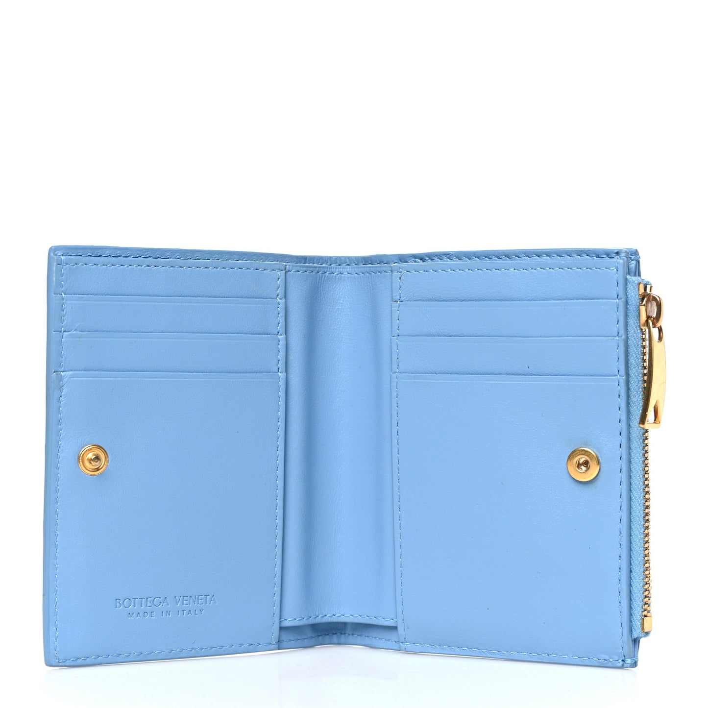 Nappa Intrecciato Small Bi-Fold Zip Wallet Ice