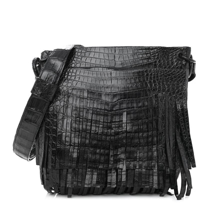 Nancy Gonzalez Crocodile Fringe Crossbody Bag Black 1 of 9