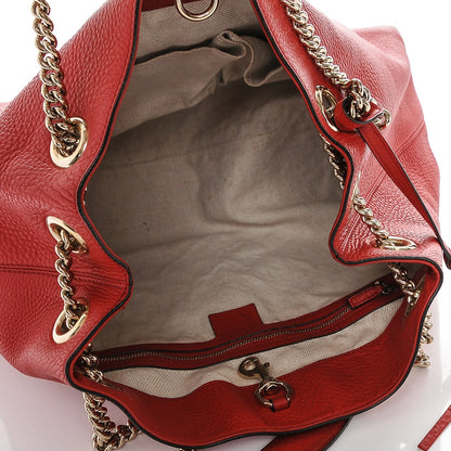 Gucci Pebbled Calfskin Medium Soho Chain Shoulder Bag Tabasco Red 5 of 7