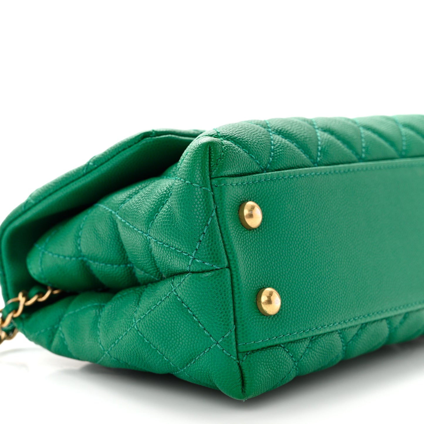 Caviar Quilted Mini Coco Handle Flap Green