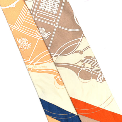 Hermes Silk Ex-Libris Twilly Creme Orange Beige 3 of 4