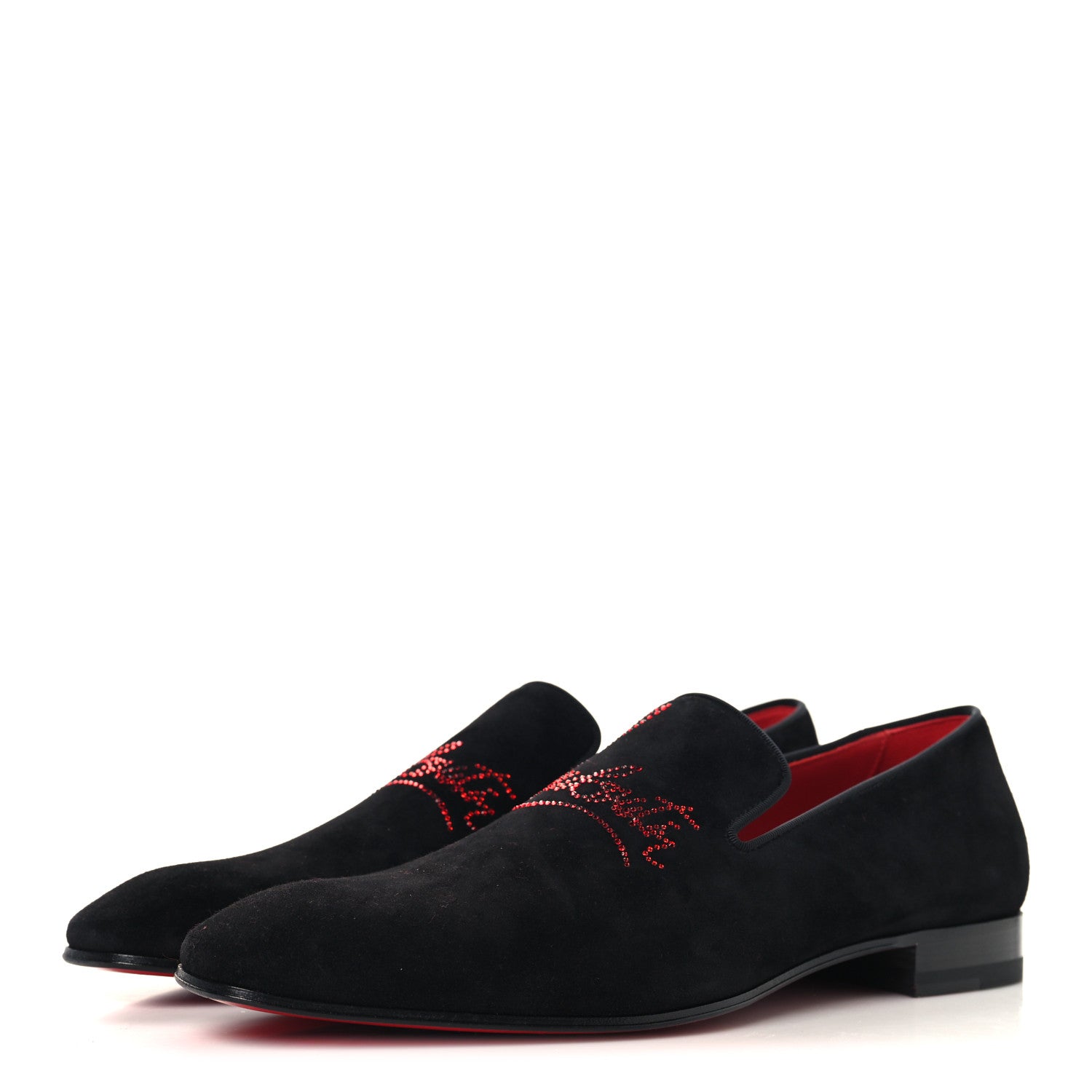 Christian Louboutin Veau Velours Strass Mens Navy Dandelion Flat Loafers 41 Black Loubi 4 of 9