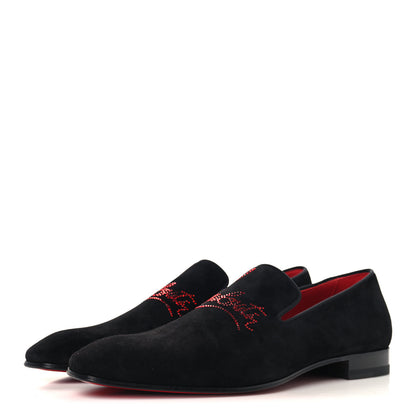 Christian Louboutin Veau Velours Strass Mens Navy Dandelion Flat Loafers 41 Black Loubi 4 of 9