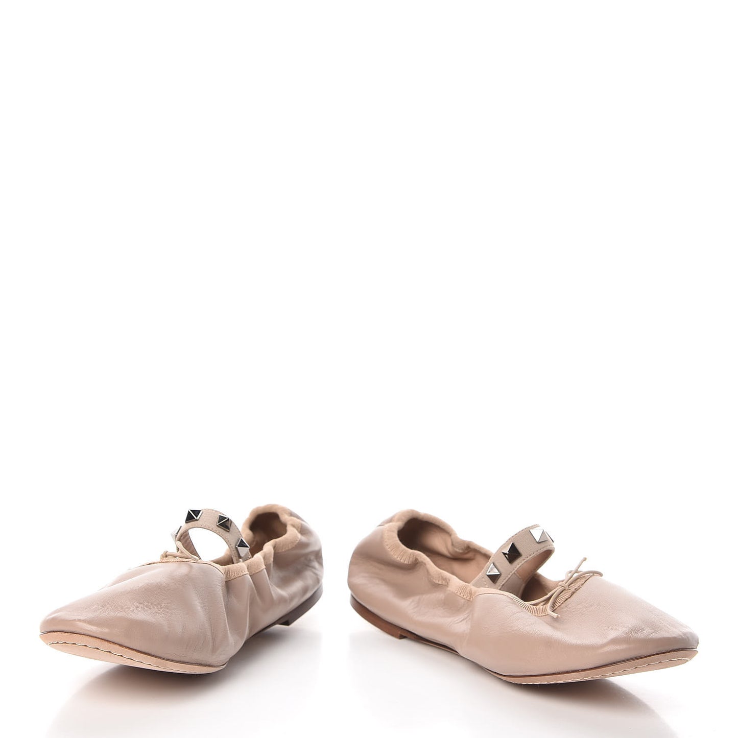 Nappa Rockstud Cross Strap Ballerina Flats 37 Poudre