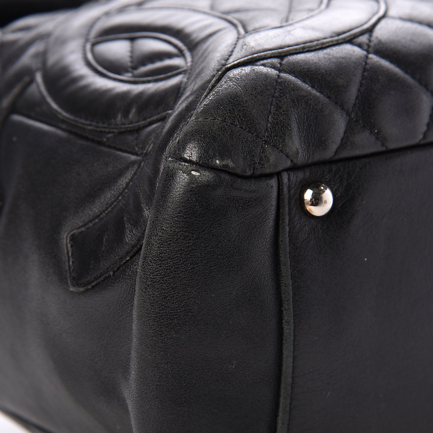 Calfskin Quilted Large Cambon Flap Black