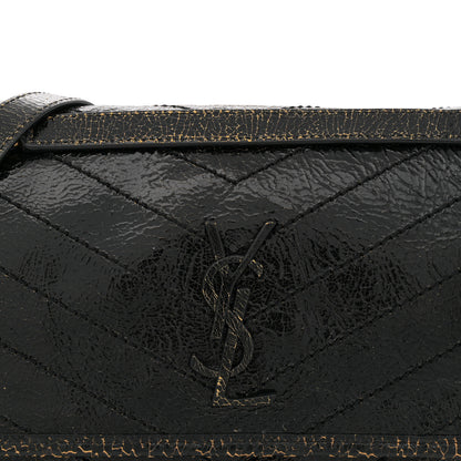 Saint Laurent Crinkled Calfskin Matelasse Monogram Medium Niki Chain Satchel Black Ocra 8 of 11