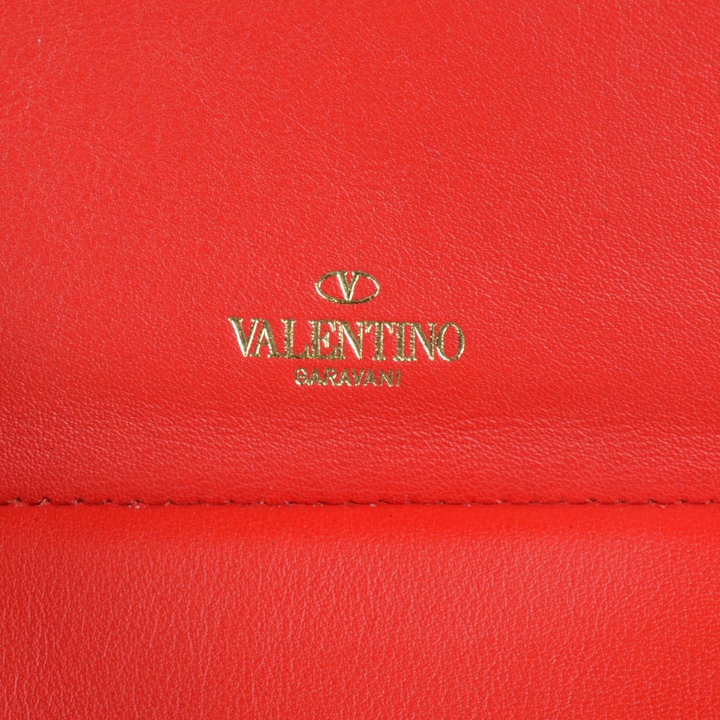 Calfskin Rockstud Wristlet Wallet Phone Case Deep Orange