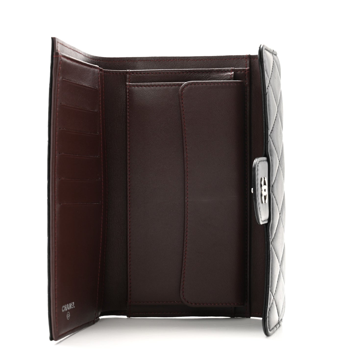 Lambskin Quilted Large Flap Wallet Black