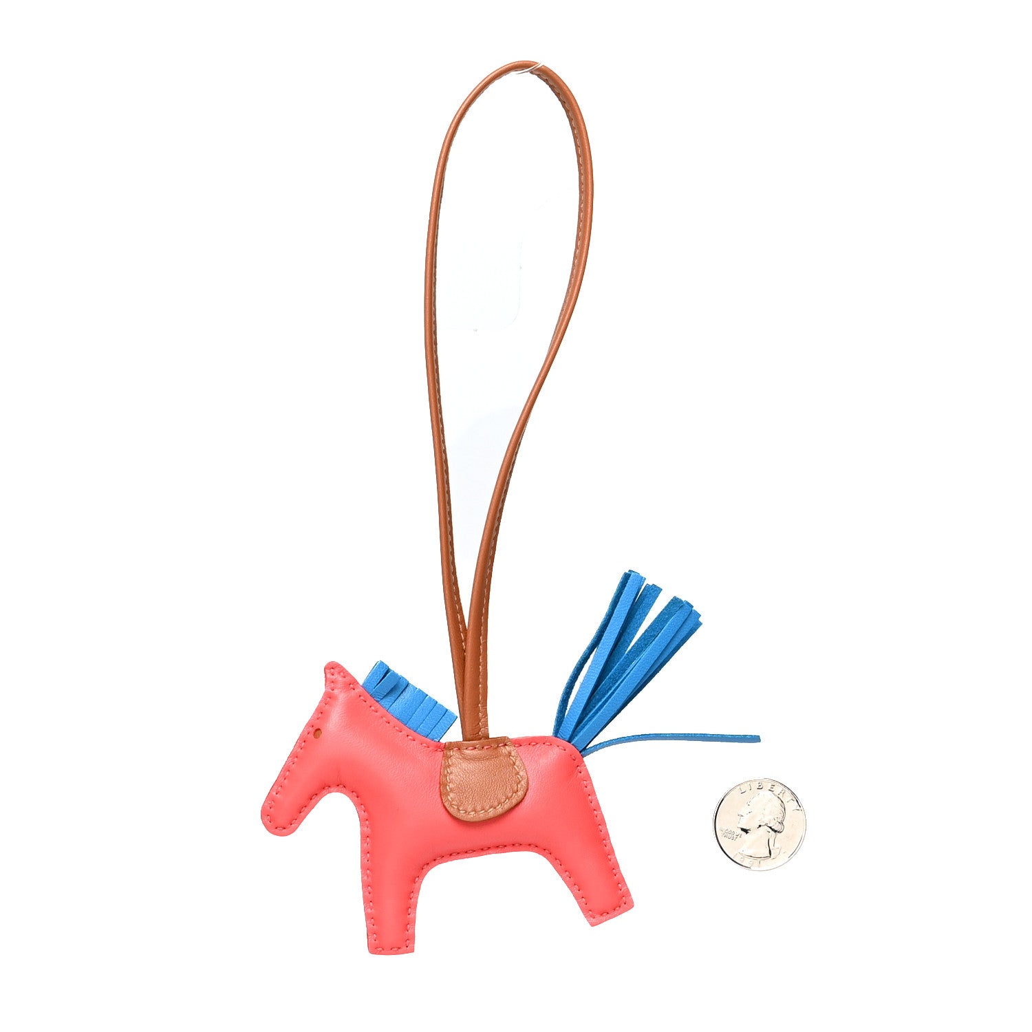 Hermes Milo Lambskin Grigri Rodeo Horse Bag Charm PM Rose Texas Bleu Zanzibar Gold 2 of 4
