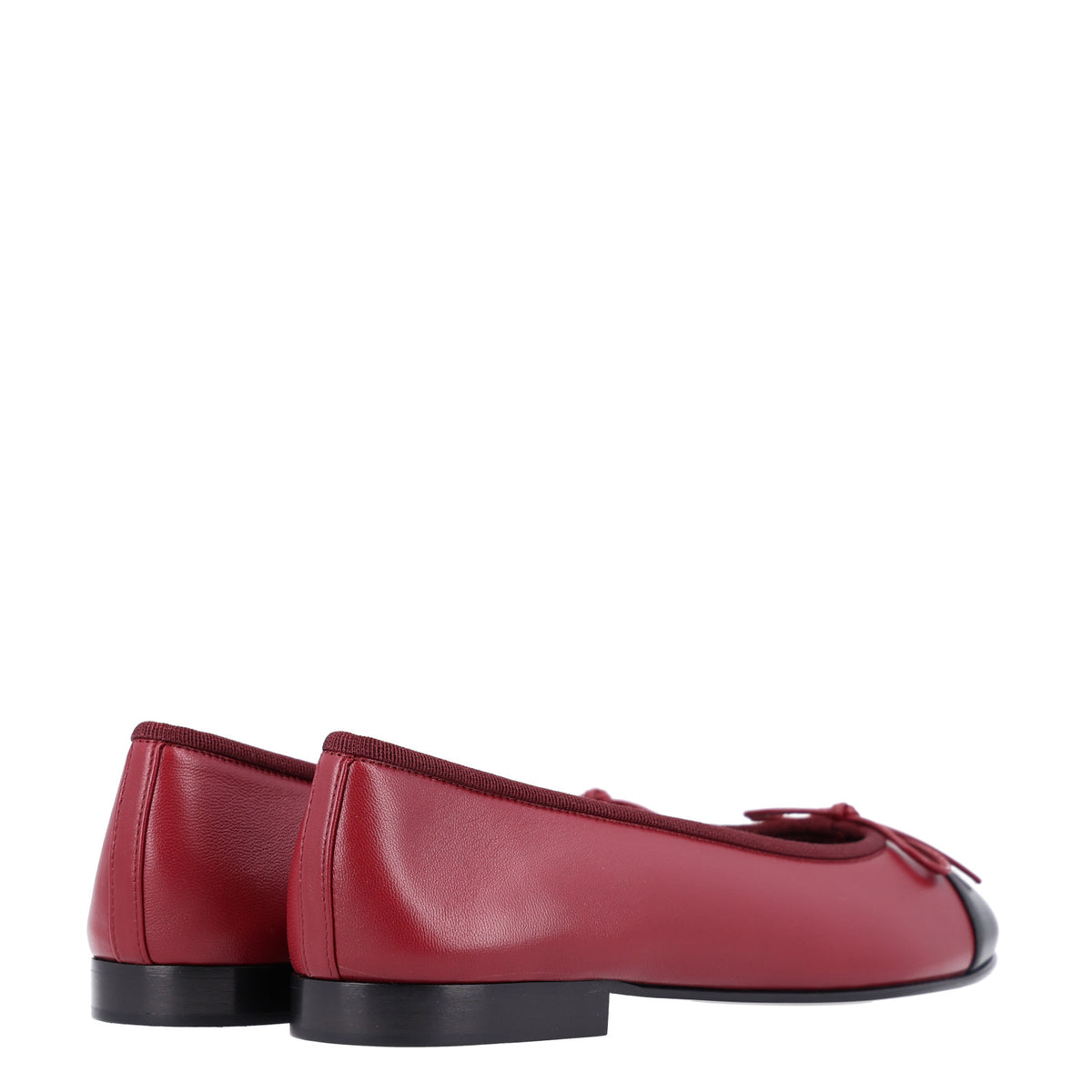 Chanel Lambskin Cap Toe CC Ballerina Flats 36.5 Burgundy Black 5 of 9