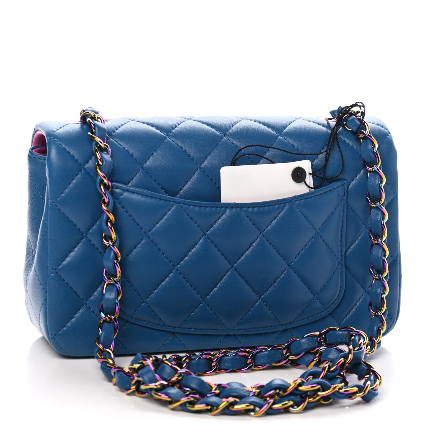 Lambskin Quilted Mini Rectangular Flap Blue Purple