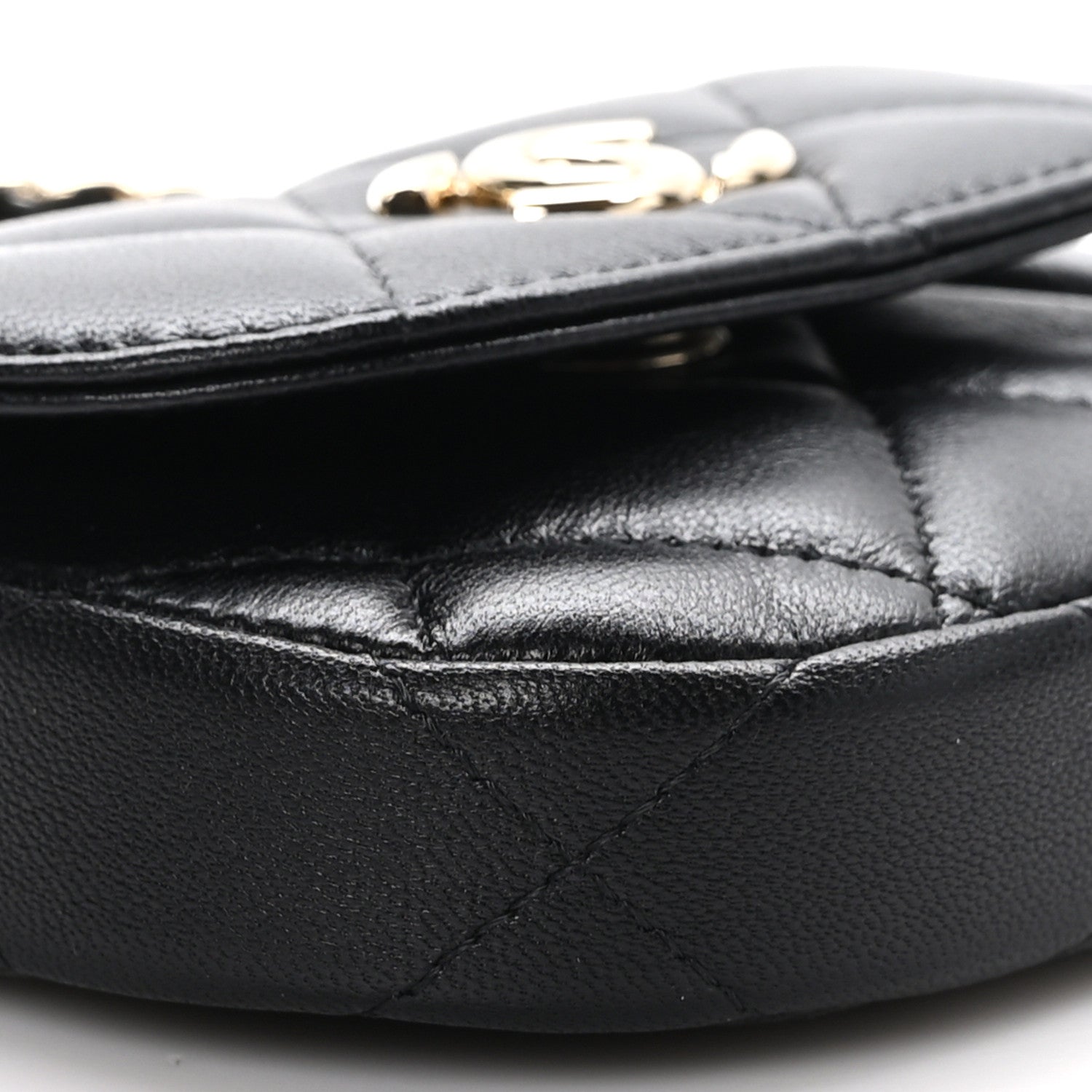 Chanel Lambskin Quilted Pearl Top Handle Clutch With Chain Black 11 of 13