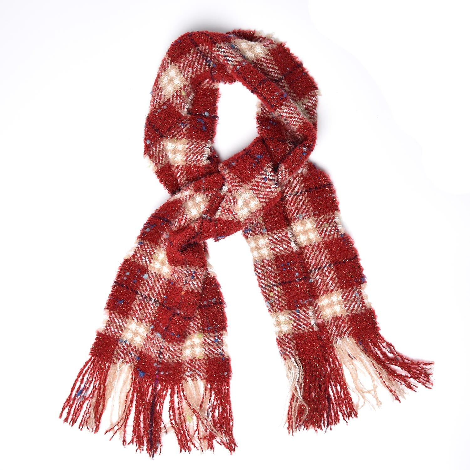 Burberry Merino Wool Check Scarf Red 1 of 5