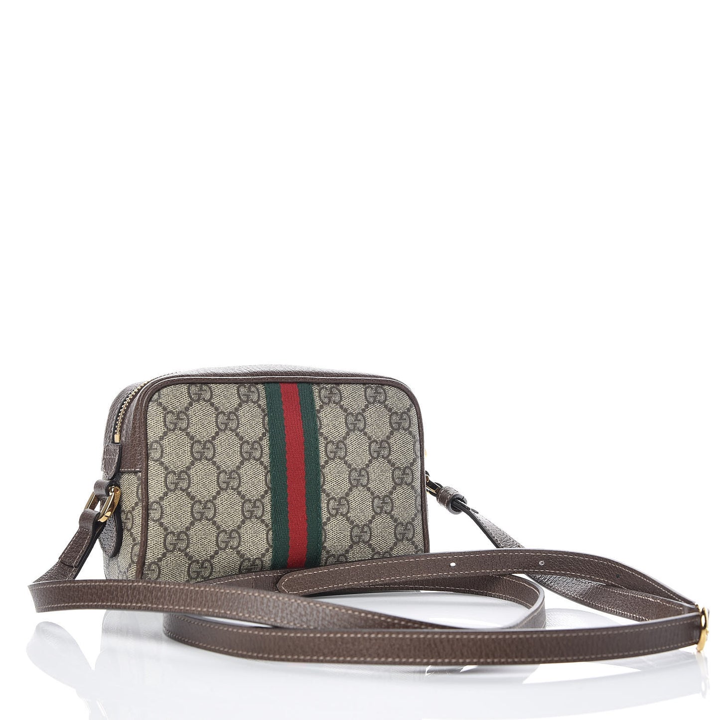GG Supreme Monogram Web Mini Ophidia Shoulder Bag Brown