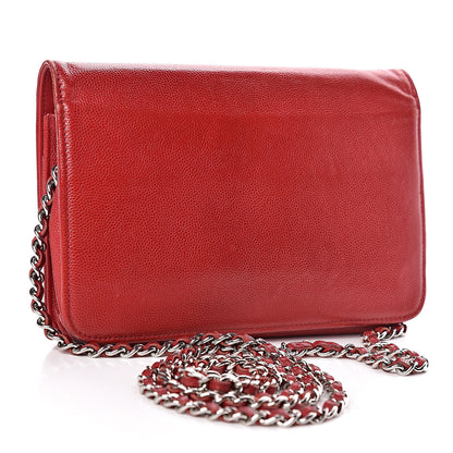 Chanel Caviar Sevruga Wallet on Chain WOC Red 3 of 12
