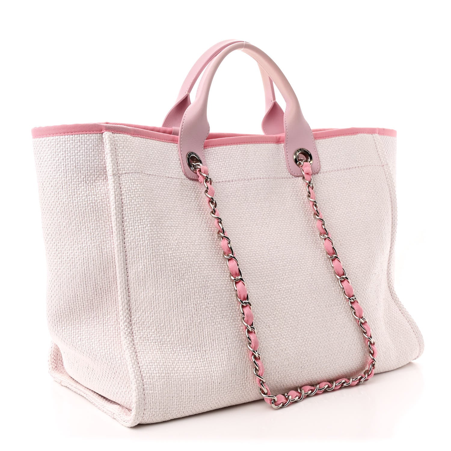 Chanel Woven Straw Raffia Medium Deauville Tote Pink 3 of 11