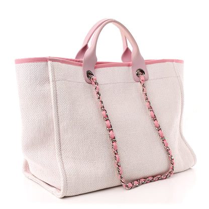 Chanel Woven Straw Raffia Medium Deauville Tote Pink 3 of 11