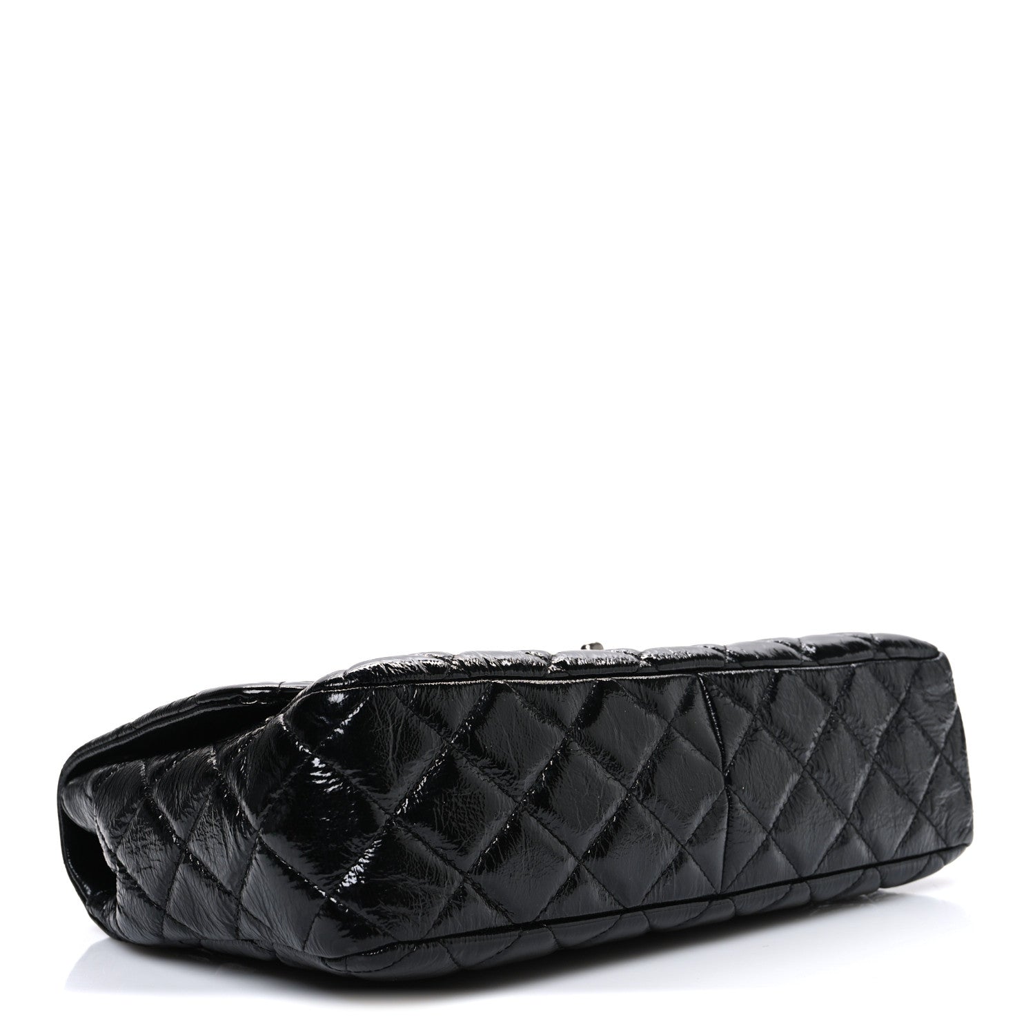 Chanel Crinkled Patent Quilted Jumbo Single Flap Black 3 of 9