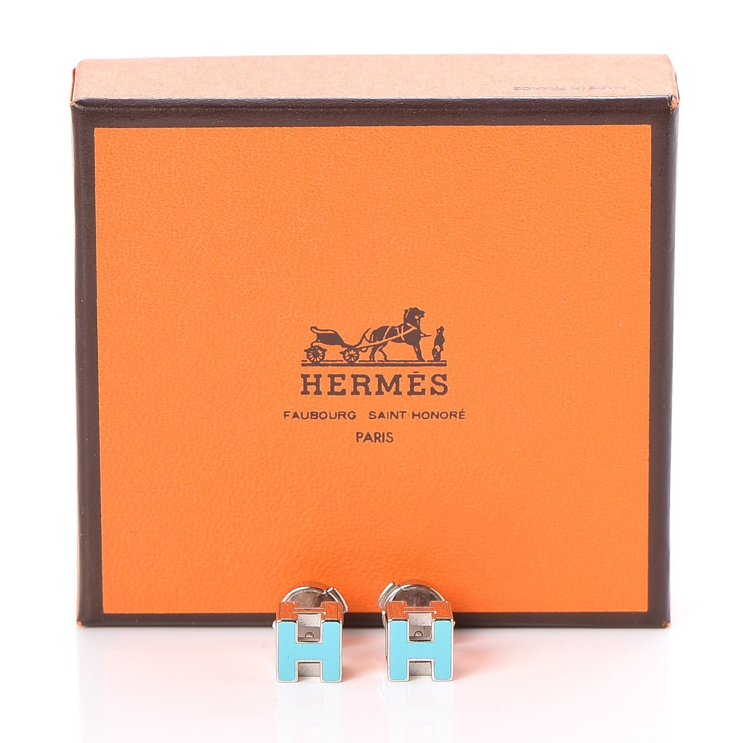 Palladium Lacquered Cage d'H Earrings Bleu Atoll