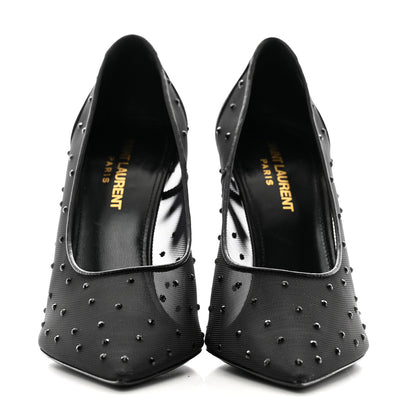 Saint Laurent Rhinestone Mesh 105 Anja Pumps 37 Black 2 of 8