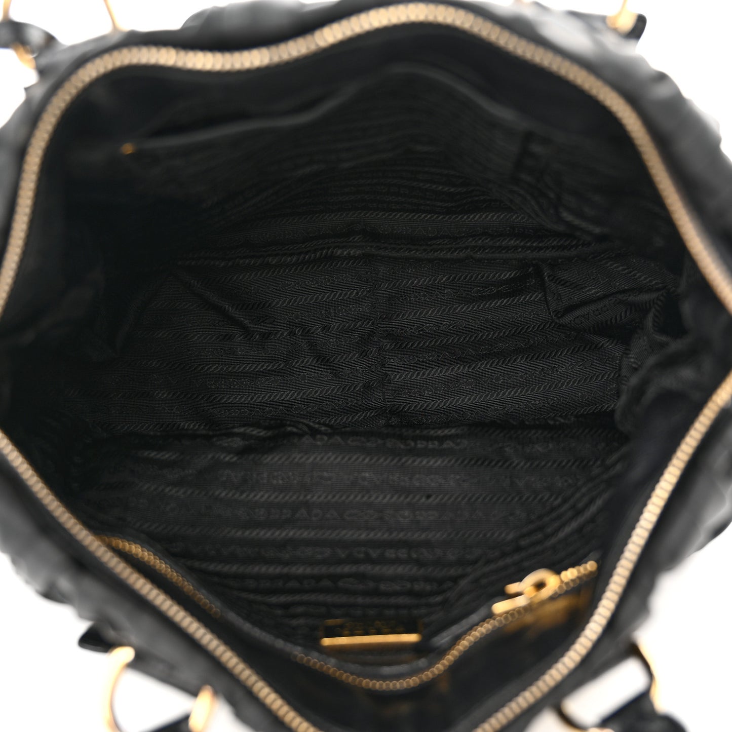 Tessuto Nylon Nappa Braided Gaufre Shopping Satchel Black