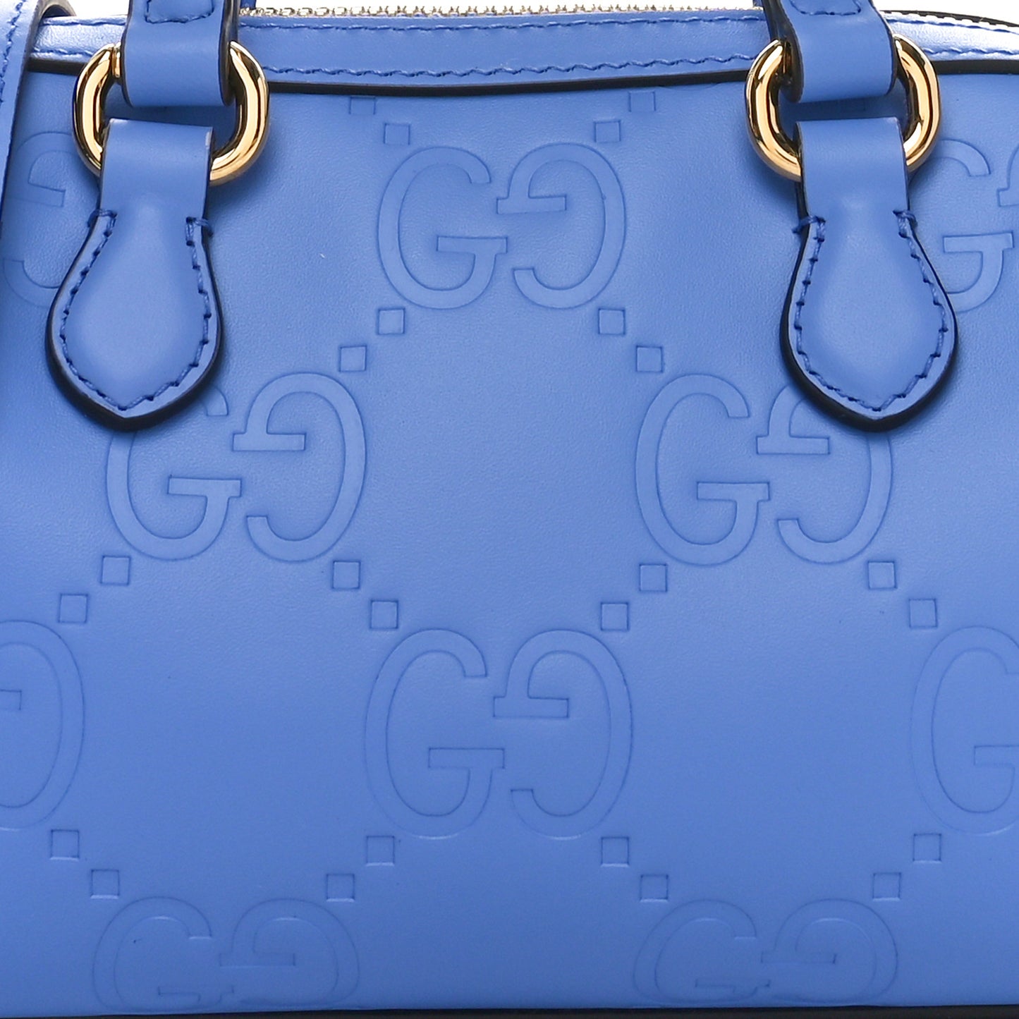 Calfskin Jumbo GG Embossed Super Mini Top Handle Bowler Bag Blue