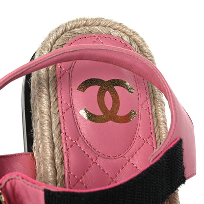 Chanel Stretch Fabric Lambskin CC Flat Sandals 36 Pink Black 7 of 8