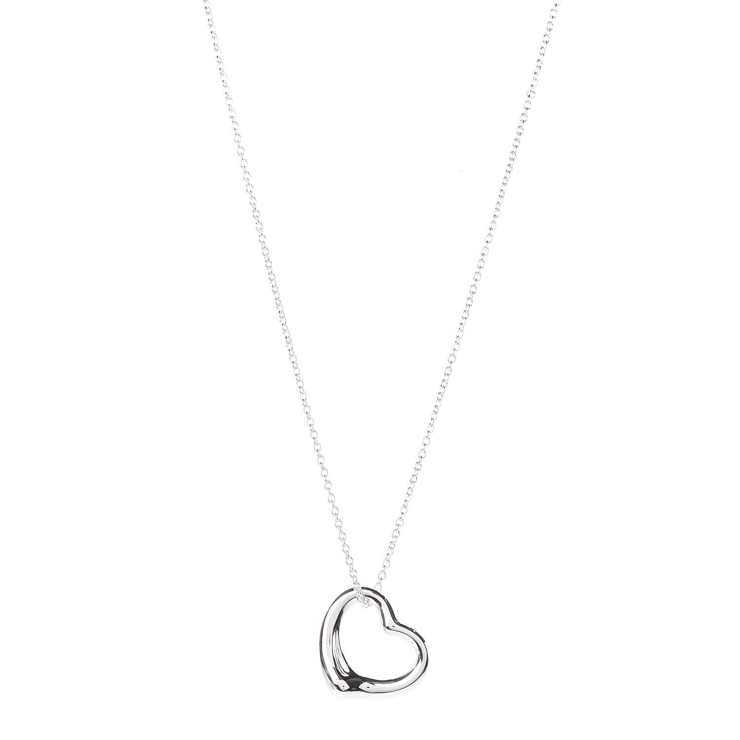 Tiffany Sterling Silver 22mm Elsa Peretti Open Heart Pendant Necklace 1 of 8