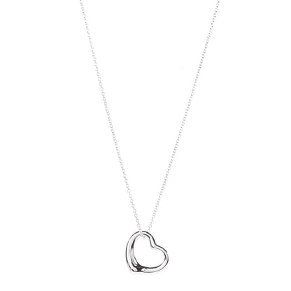 Tiffany Sterling Silver 22mm Elsa Peretti Open Heart Pendant Necklace 1 of 8