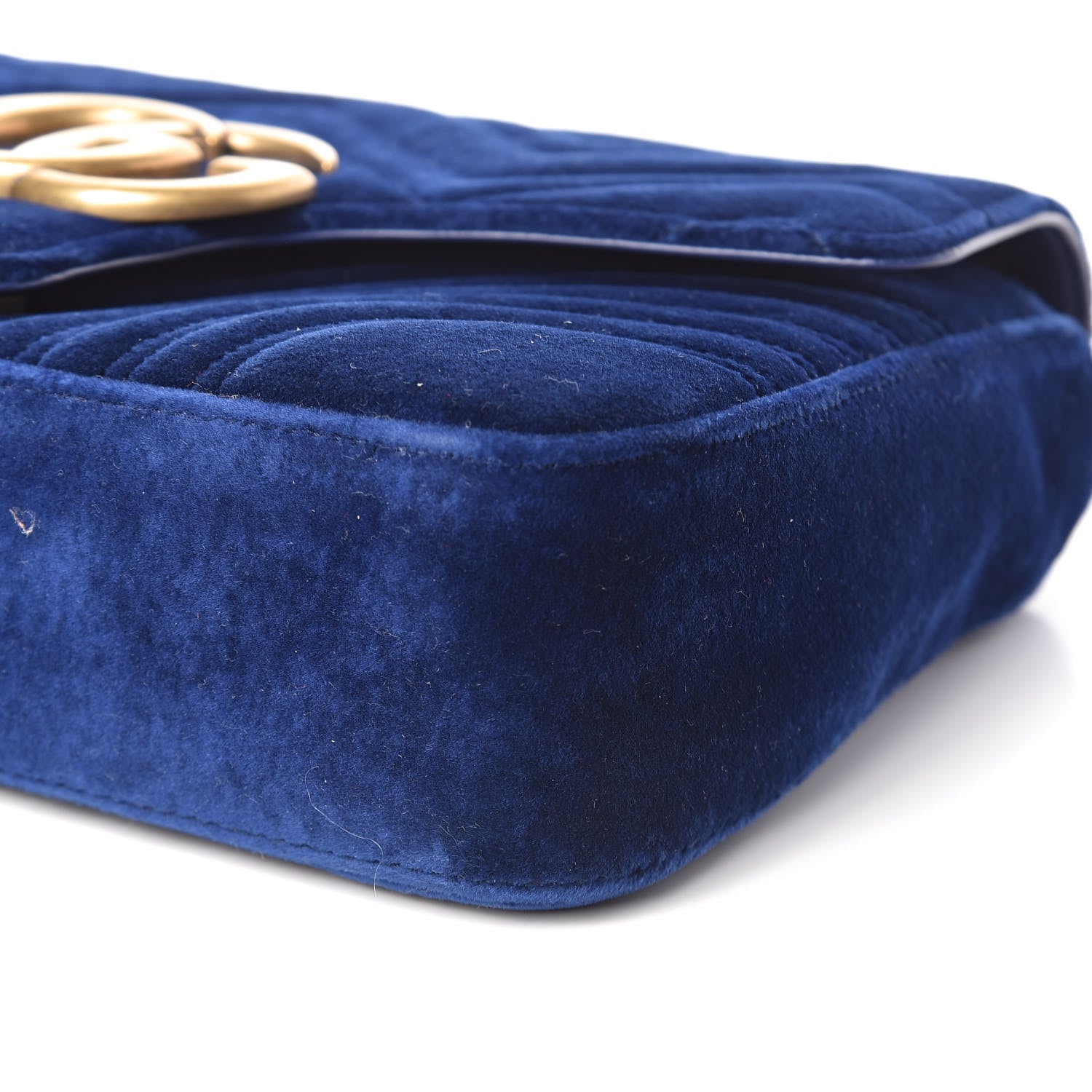 Gucci Velvet Matelasse Medium GG Marmont Shoulder Bag Cobalt Blue 10 of 11
