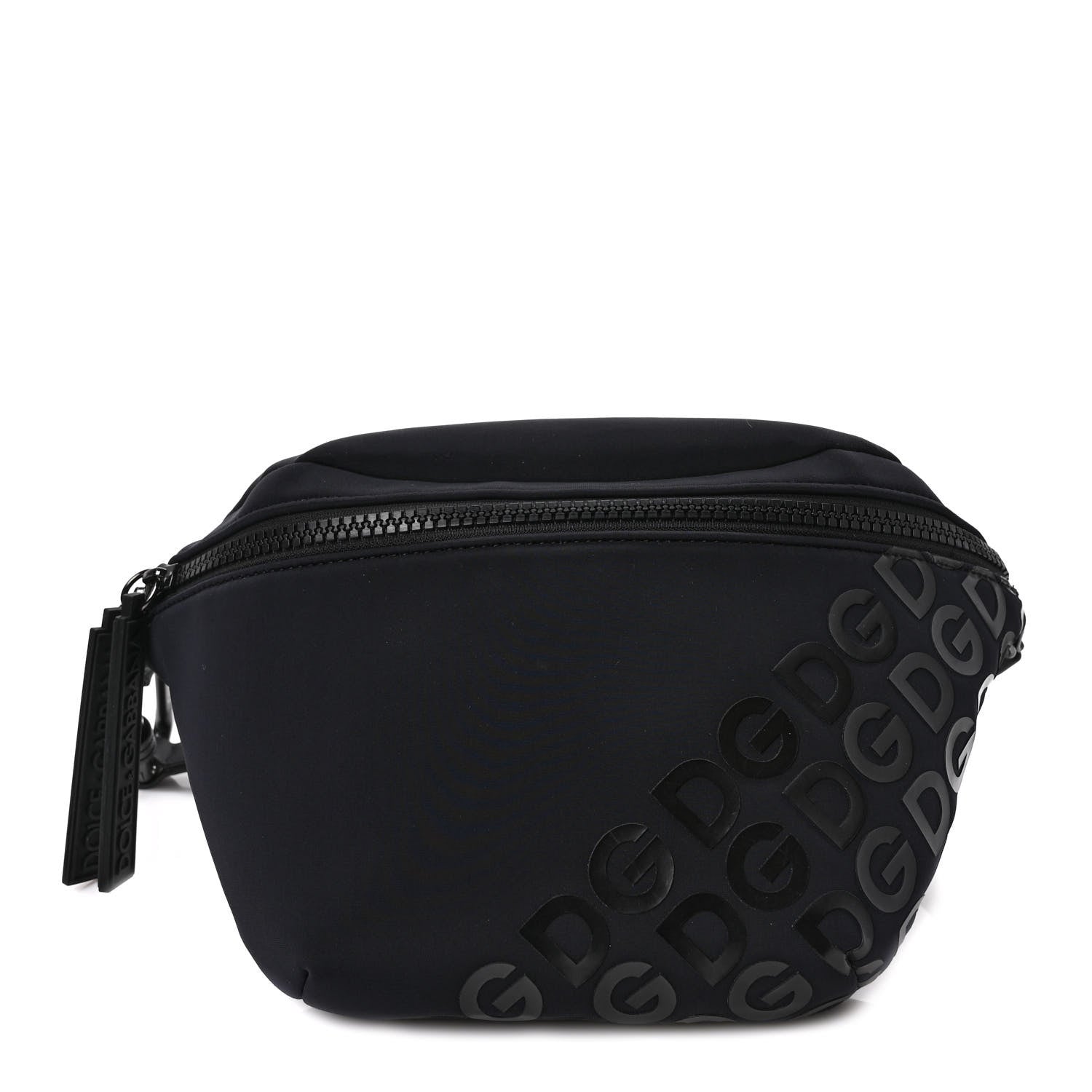 Dolce & Gabbana Neoprene Millennials Logo Waist Bag Black White 1 of 8