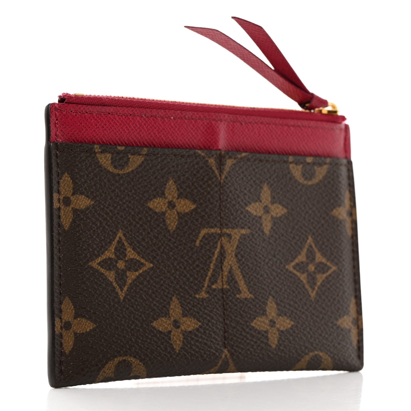 Monogram Zipped Card Holder Fuchsia