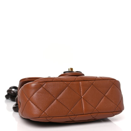 Chanel Lambskin Wenge Quilted Mini Fashion Wood Square Flap Light Brown 4 of 9