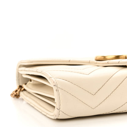 Gucci Calfskin Matelasse GG Marmont Chain Wallet Mystic White 9 of 13