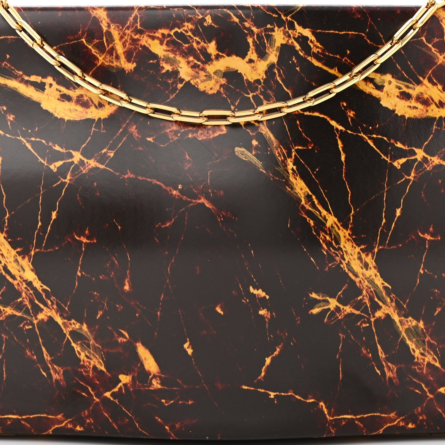 Bottega Veneta Spazzolato Calfskin Chain Clutch Gold Marble 7 of 9