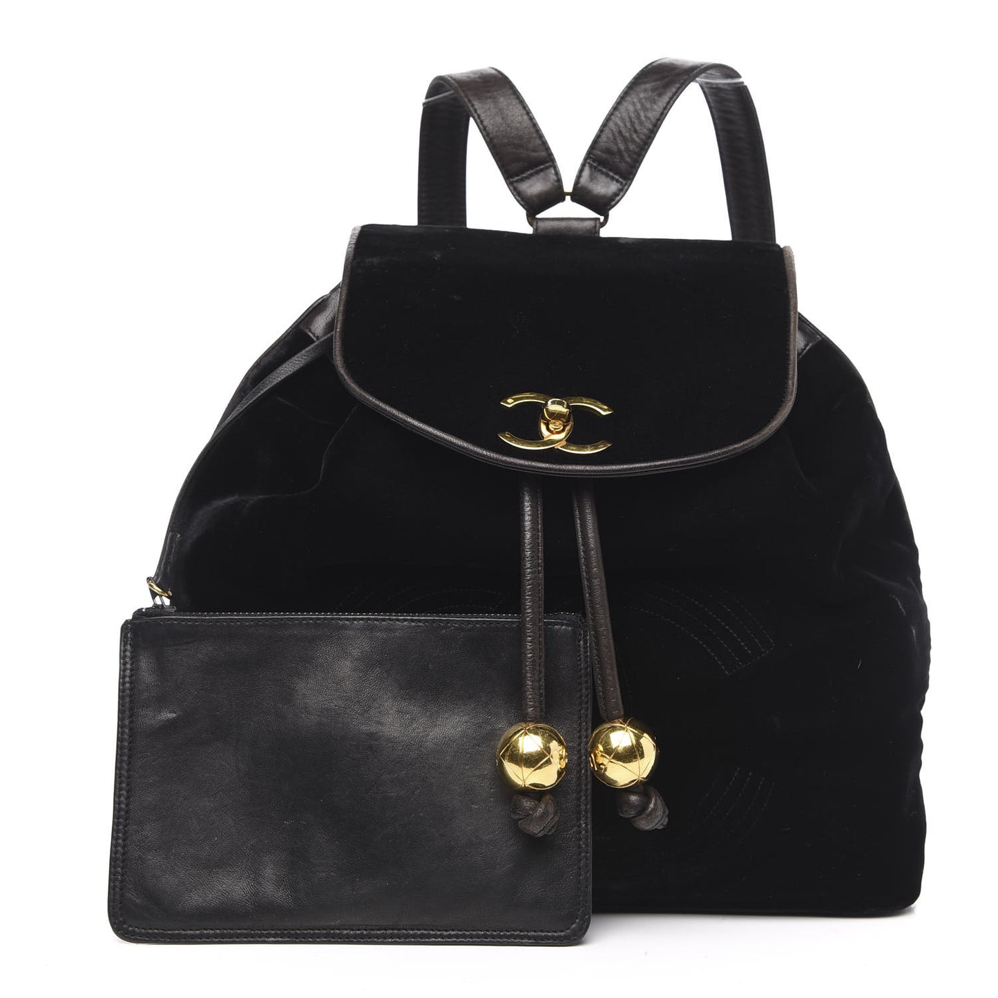 Velvet Drawstring Backpack Black