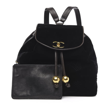 Chanel Velvet Drawstring Backpack Black 2 of 13