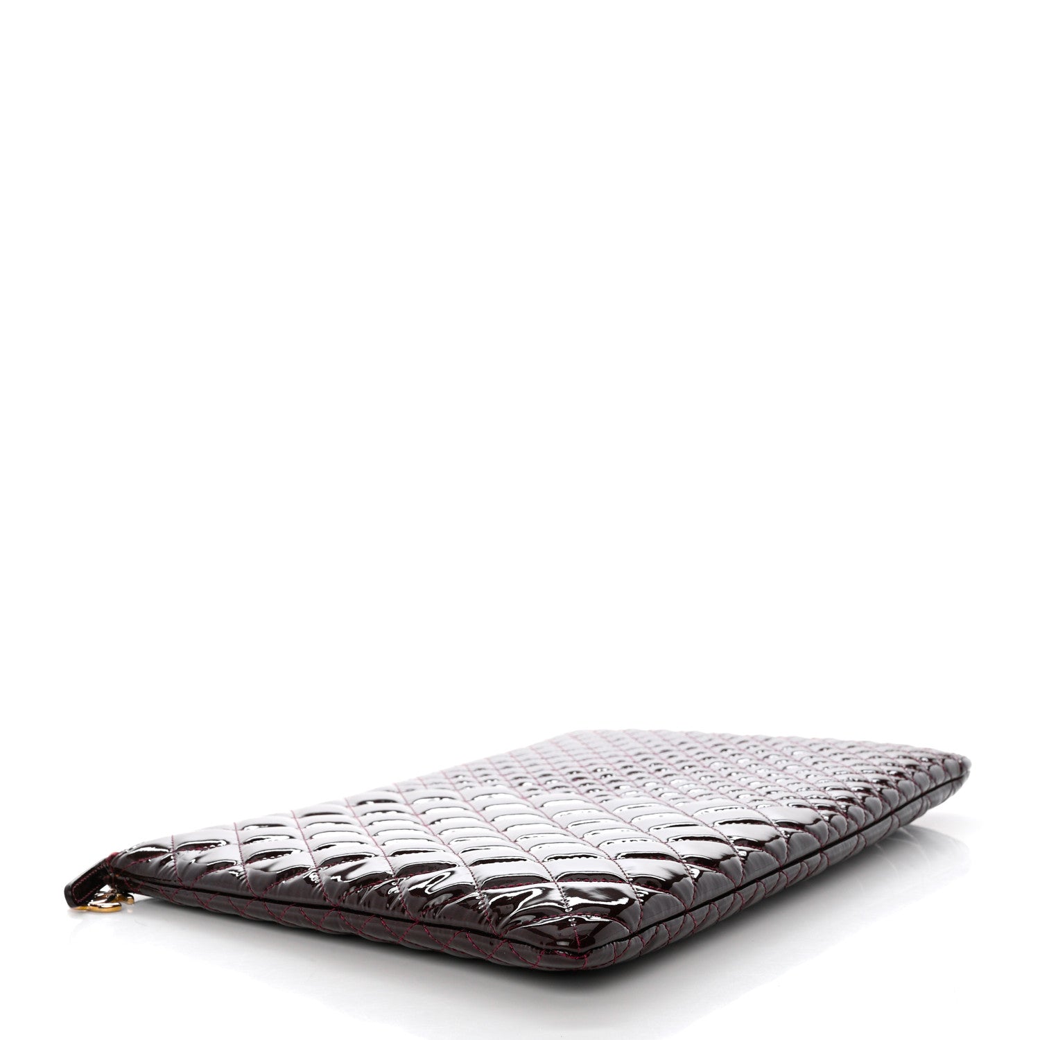 Chanel Patent Bi-Quilted Large Cosmetic Case Dark Red 3 of 8