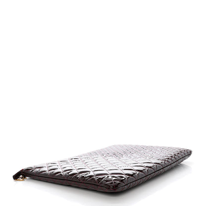 Chanel Patent Bi-Quilted Large Cosmetic Case Dark Red 3 of 8