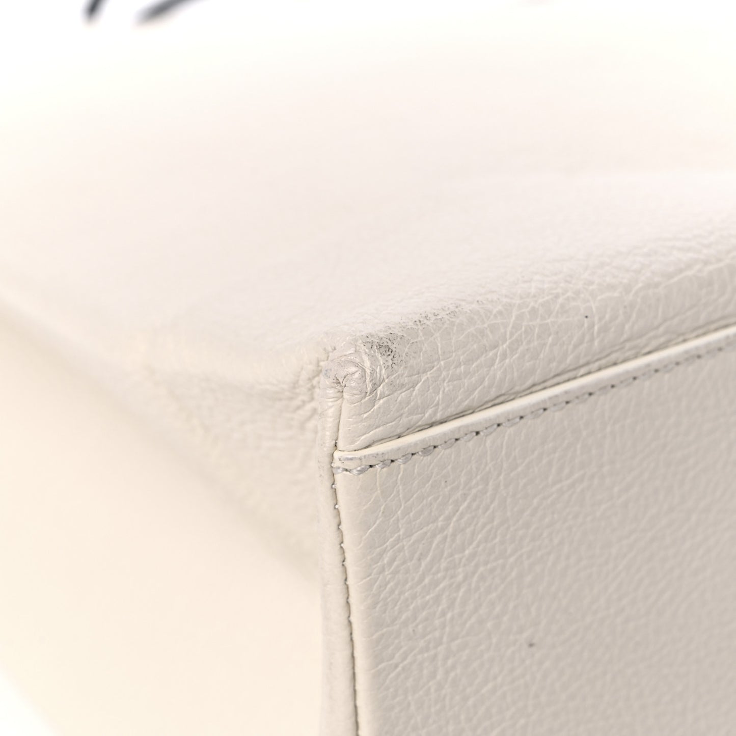 Calfskin Logo Medium Shopping Tote White