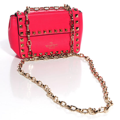 Valentino Garavani Vitello Small Rockstud Chain Strap Shoulder Bag Raspberry 3 of 7