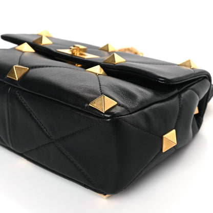Valentino Garavani Nappa Large Roman Stud Shoulder Bag Black 8 of 8