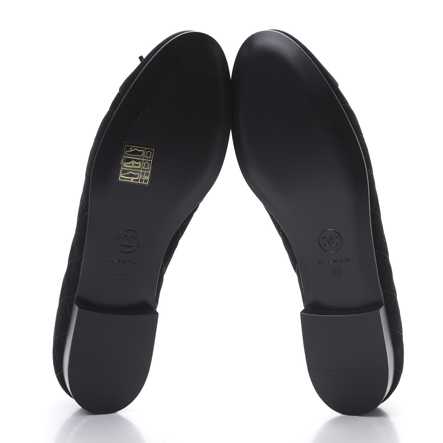 Chanel Suede Calfskin Quilted Cap Toe CC Ballerina Flats 36 Black 5 of 9