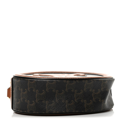 Celine Canvas Calfskin Cuir Triomphe Oval Purse Crossbody Tan 4 of 12