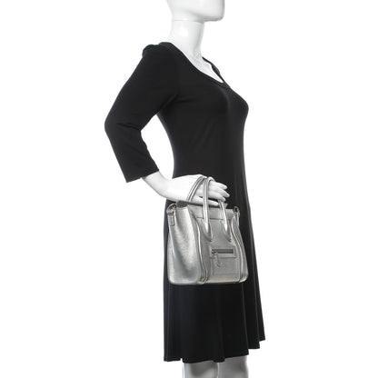 Celine Laminated Lambskin Nano Luggage Silver 3 of 11