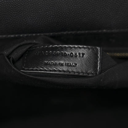Saint Laurent Grain De Poudre Matelasse Chevron Large Monogram Satchel Black 6 of 12